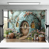 Lofaris Green Egg House Floral Plant Spring Easter Backdrop